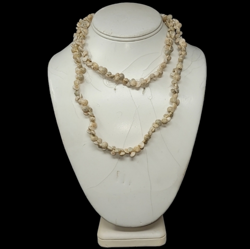 WHOLE NATURAL FRESHWATER SHELL BEADS LONG NECKLACE